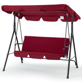 Boyel Living - 3 Person Metal Patio Swing with Removable Cushion Outdoor Porch Swing Chair - Red