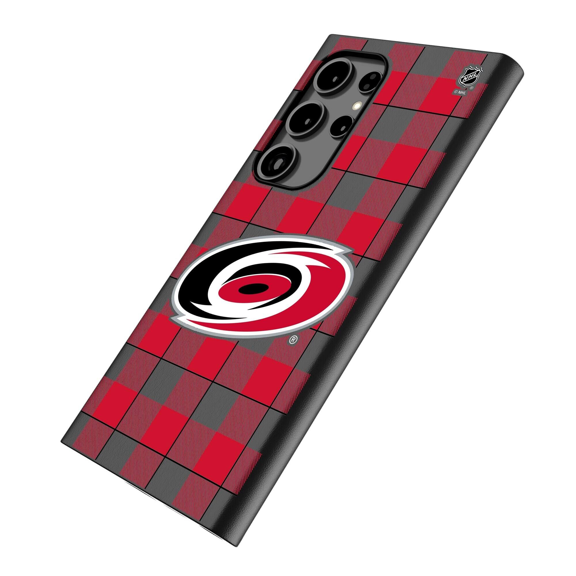 Alt View 1. Keyscaper - Carolina Hurricanes Plaid Galaxy Magnetic Bump Case - S25 - Black.