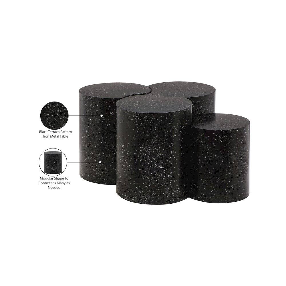 Black Terrazzo Pattern Iron Metal Table  
Modular Shape To Connect as Many as Needed