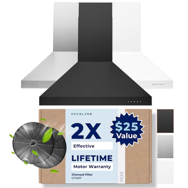 Hauslane - 30 inches - Convertible - Wall Range Hood - Matte Black