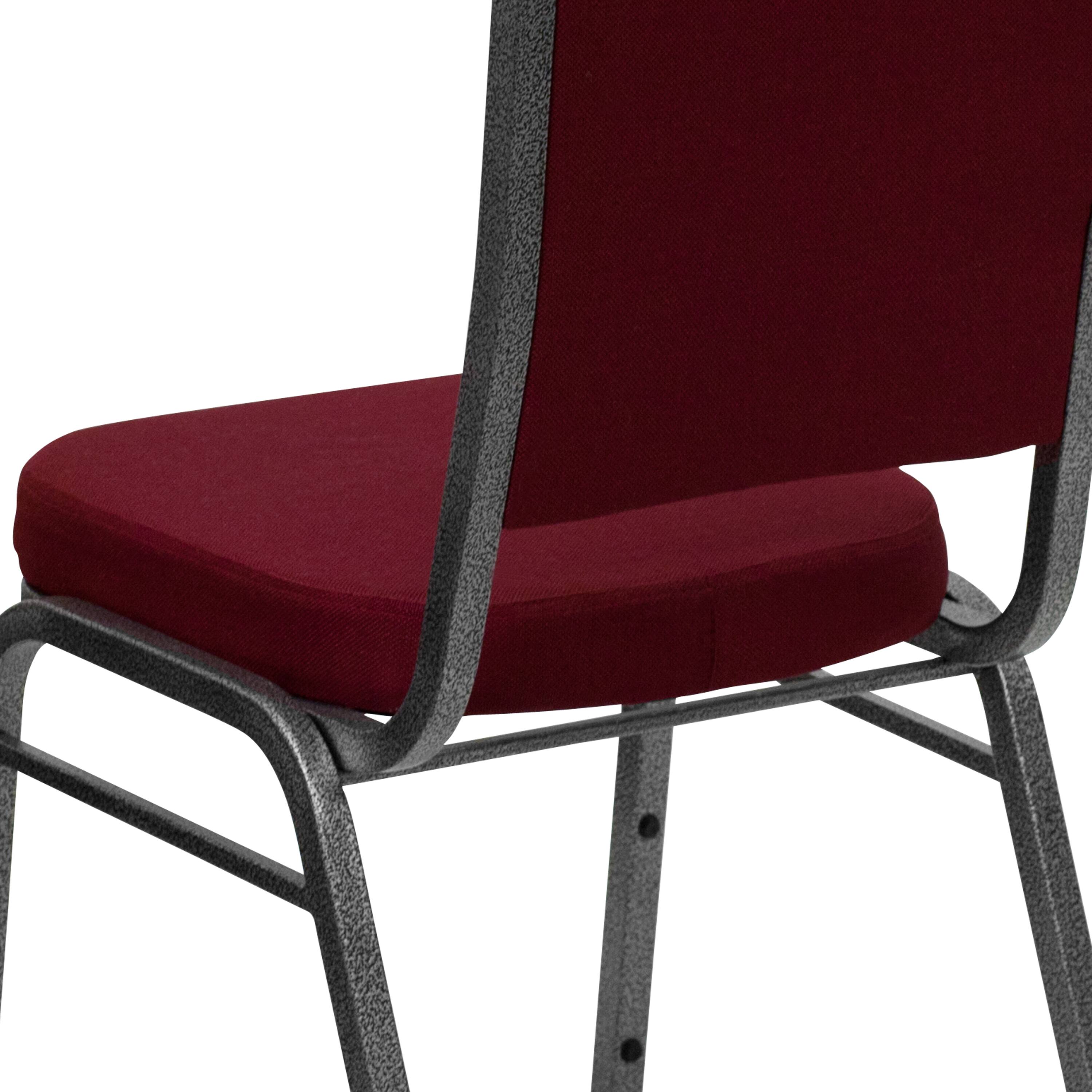 Alt View 9. Emma + Oliver - 4 Pack Crown Back Stacking Banquet Chair - Burgundy Fabric/Silver Vein Frame.