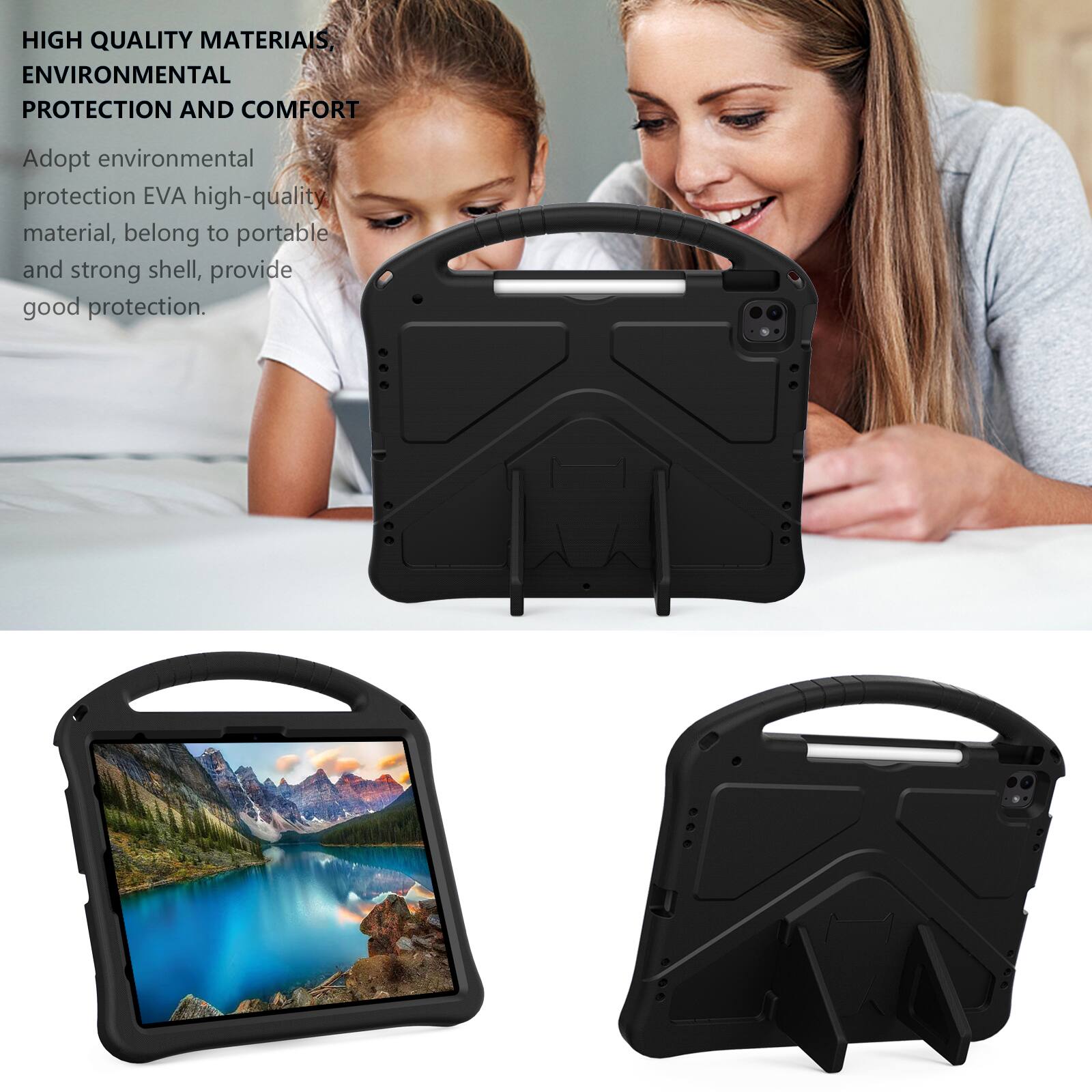 HIGH QUALITY MATERIALS, ENVIRONMENTAL PROTECTION AND COMFORT

Adopt environmental protection EVA high-quality material, belong to portable and strong shell, provide good protection.