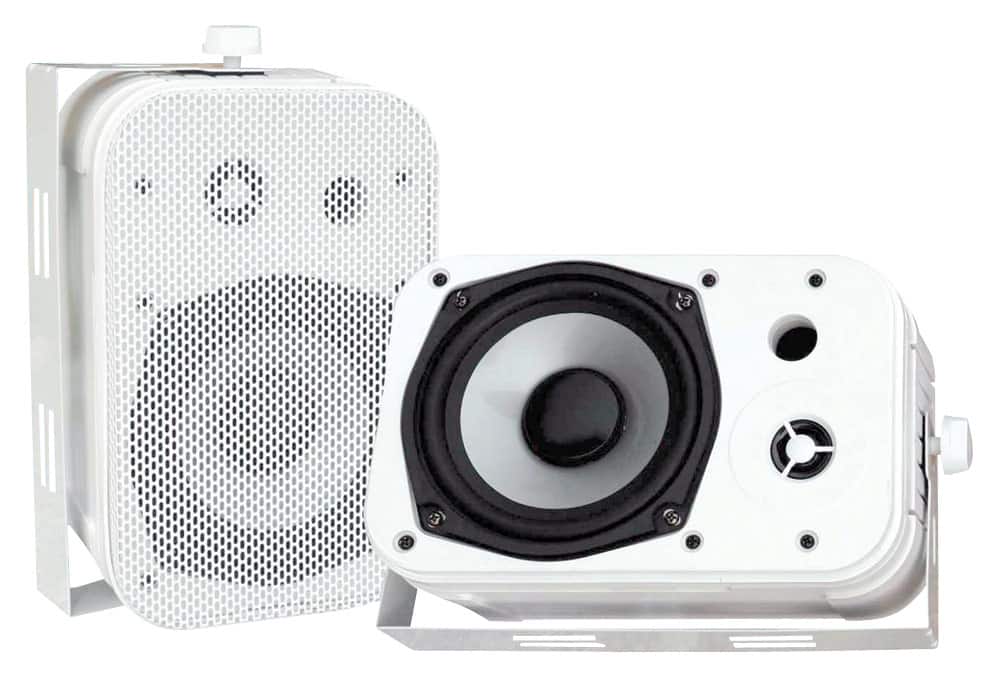 PyleHome - 5.25" 400W Indoor/Outdoor Speakers (Pair) - White - Larger Front