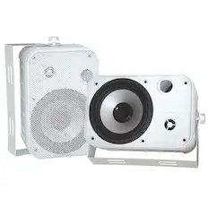 Front. PYLE - PylePro 2-way Indoor/Outdoor Speaker - Pack of 2 - white.