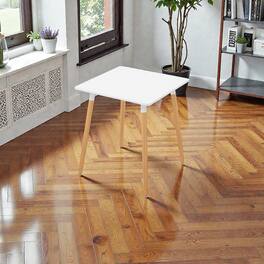 Hivvago - Dining Table with Square Top and Adjustable Feet for Even Flooring - White, Natural