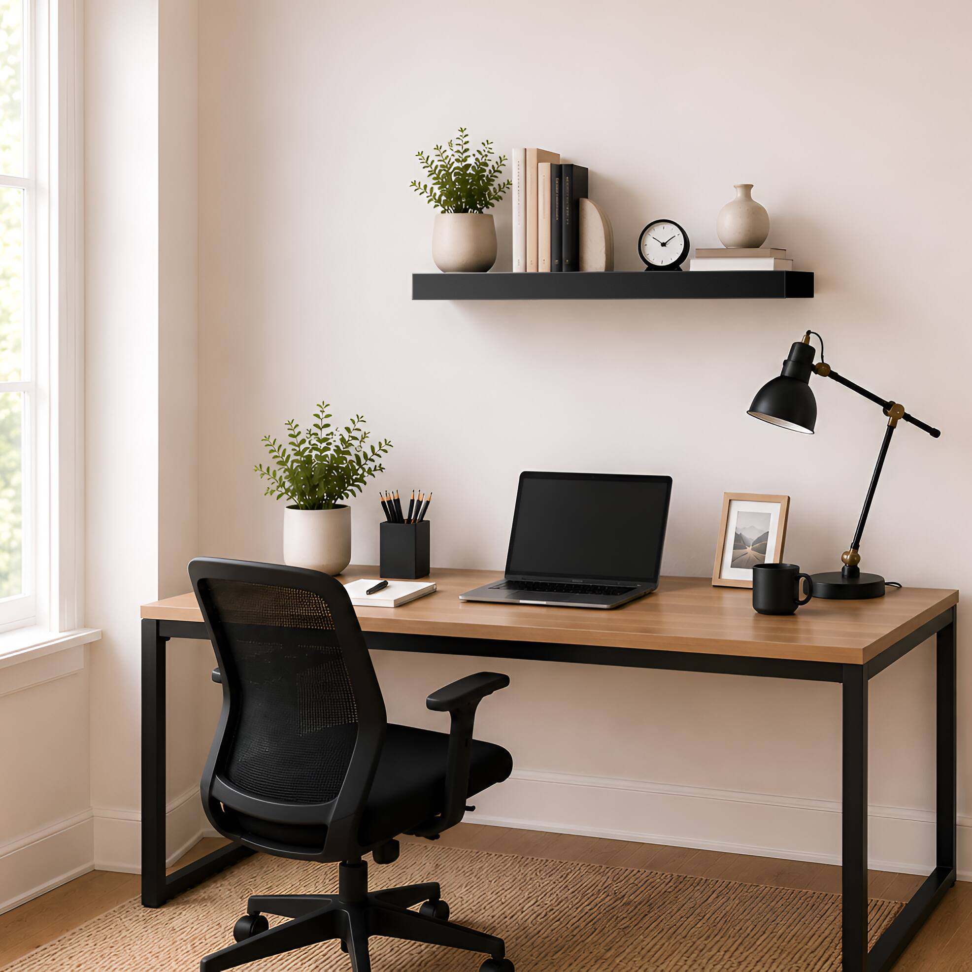 Alt View 5. Sorbus - 24 Inch 1-Piece Rectangle Floating Wall Shelves, Black - Black.
