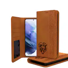 Front. Keyscaper - Chicago Bears Galaxy Burn Design Folio Case - S21 - Multicolor.