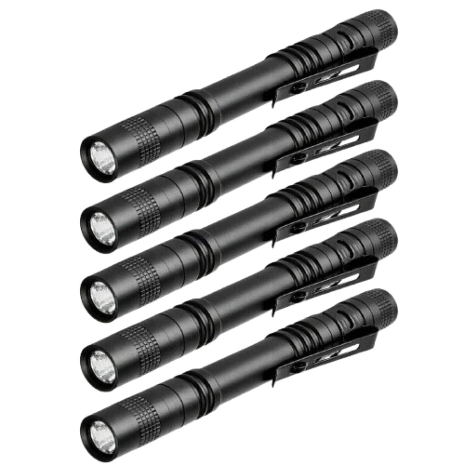 Home Collection - 5Pcs LED Flashlight Portable Pen Torch Lamp with Clip Mini Pocket Penlight Set