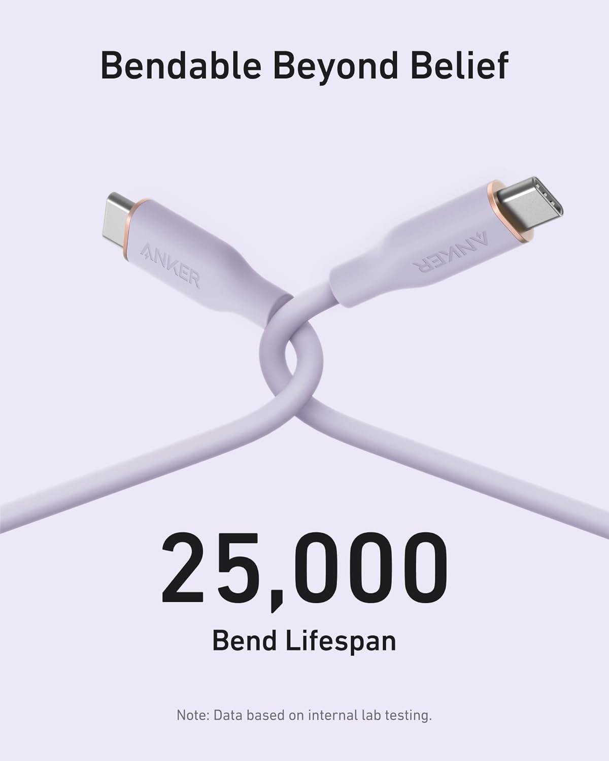 Bendable Beyond Belief  
ANKER  
25,000 Bend Lifespan  
Note: Data based on internal lab testing.