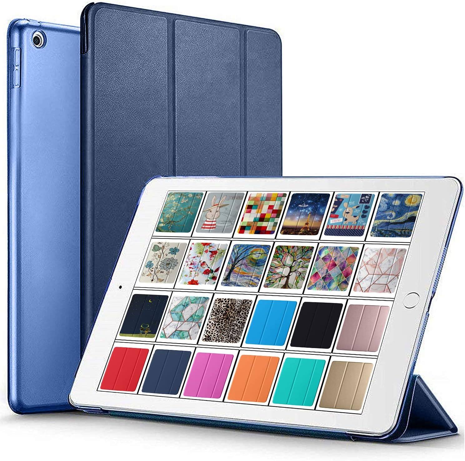 Front. DuraSafe Cases - iPad Air 2 9.7" 2014 Ultra-Slim Smart Cover with Translucent Back A1474 A1475 A1476 A1566 A1567 A1822 A1823 A1893 A1954 - Navy Blue.