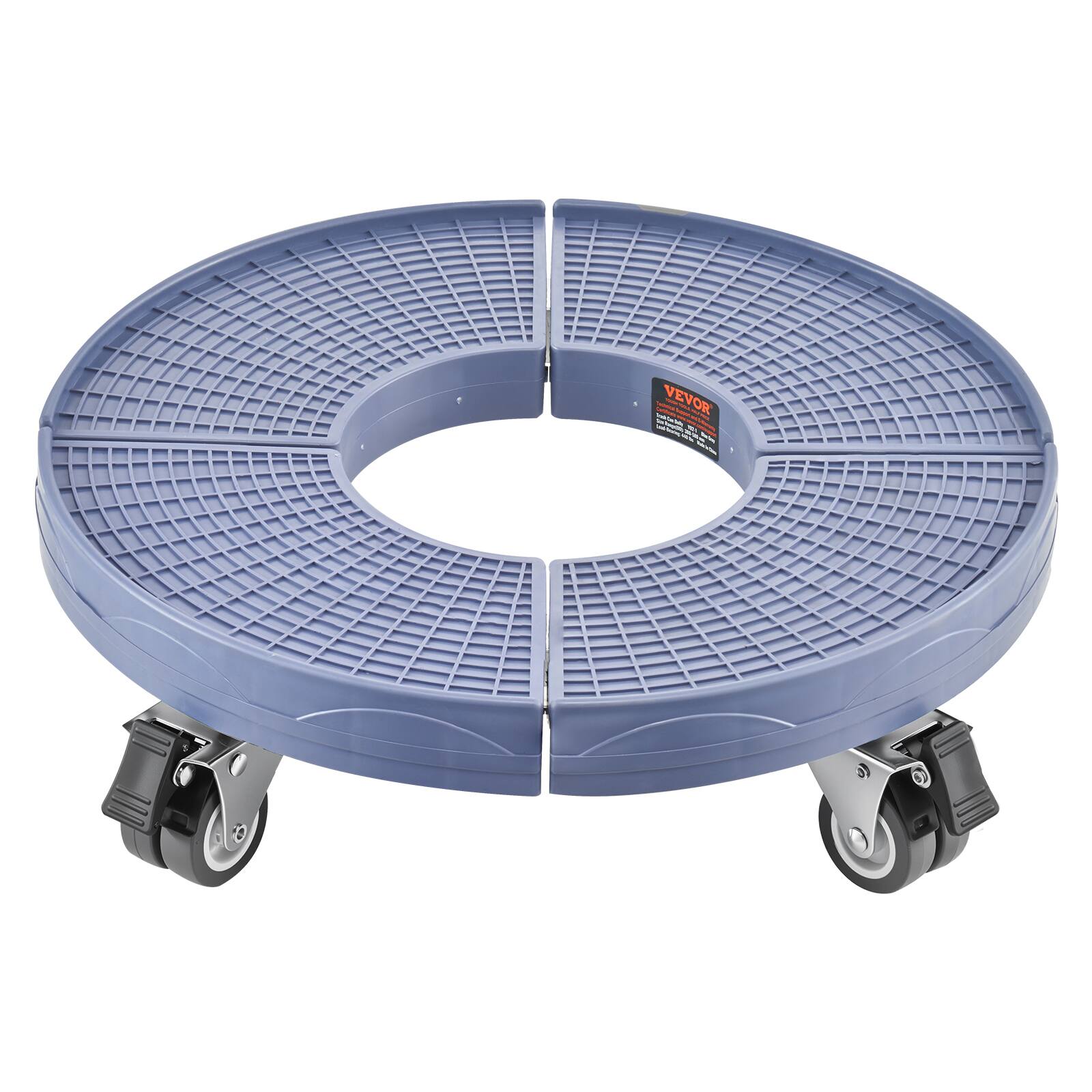 Alt View 5. VEVOR - Trash Can Dolly with 4 Lockable Wheels, 440lbs Weight Capacity, Round Trash Can Roller Base, 15-22.8 in Adjustable - Blue.