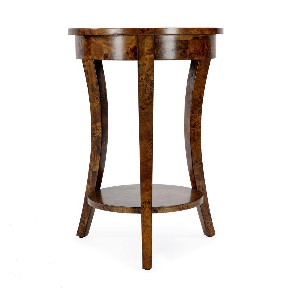 Left. Butler Specialty - Holdin Round 18"W Side Table - Medium Brown.