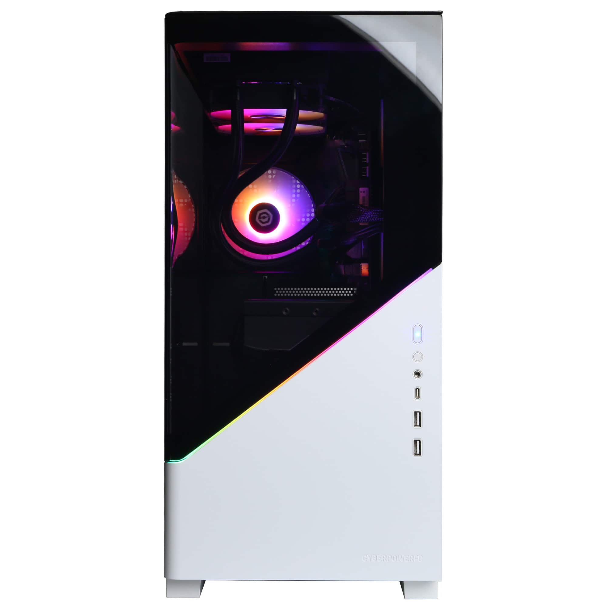 Alt View 1. CyberPowerPC - Gaming Desktop - AMD Ryzen 7 9700X - NVIDIA GeForce RTX 5070 Ti 16GB - 32GB DDR5 - 2TB PCIe 4.0 SSD - White.