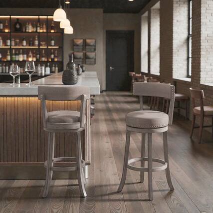 Front. Hivvago - Set of 2 Swivel Counter Stools with Wooden Frame and 360° Rotating Seat - 31 inches - Gray.
