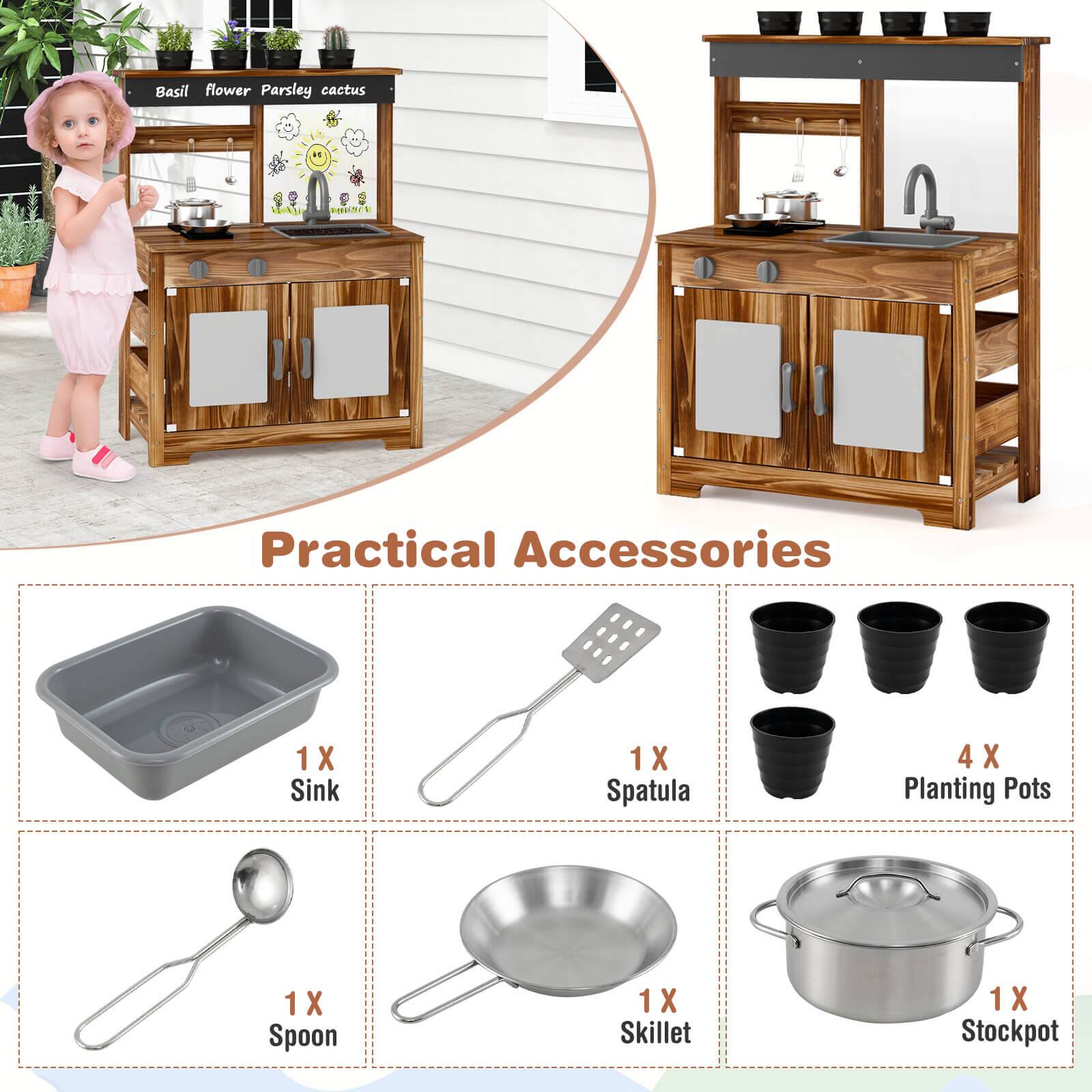 Practical Accessories

1X Sink  
1X Spatula  
4X Planting Pots  
1X Spoon  
1X Skillet  
1X Stockpot