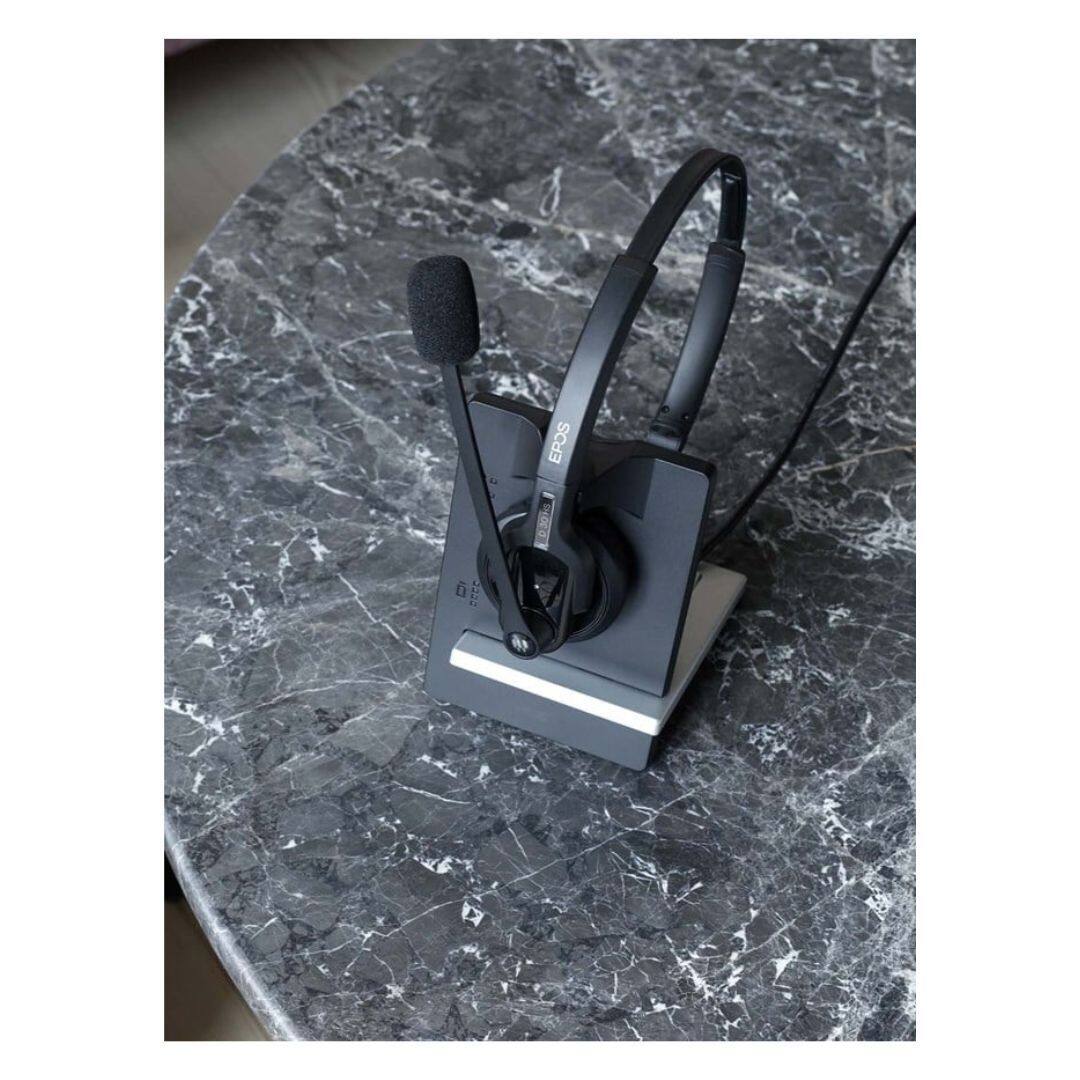 Left. EPOS - EPOS Impact D 30 USB ML Wireless DECT Dual Ear Headset for a Direct Connection to a PC/Softphone (Black) - Black.