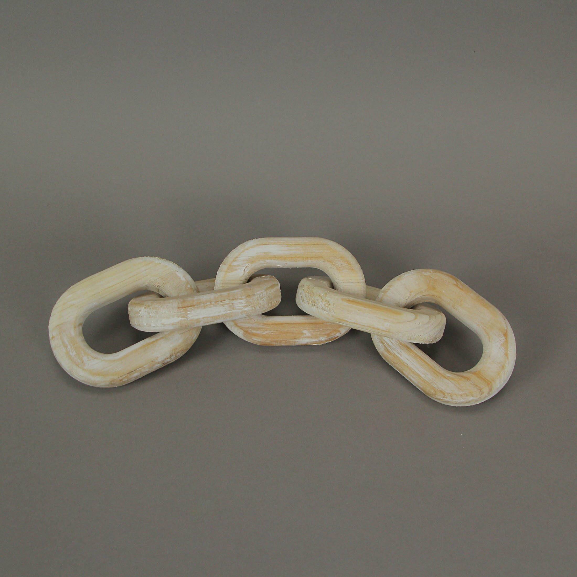 Alt View 1. Audrey's - 13 Inch Wood Chain Link Home Decor Sculpture Decorative Rustic Farmhouse Accent - Brown.