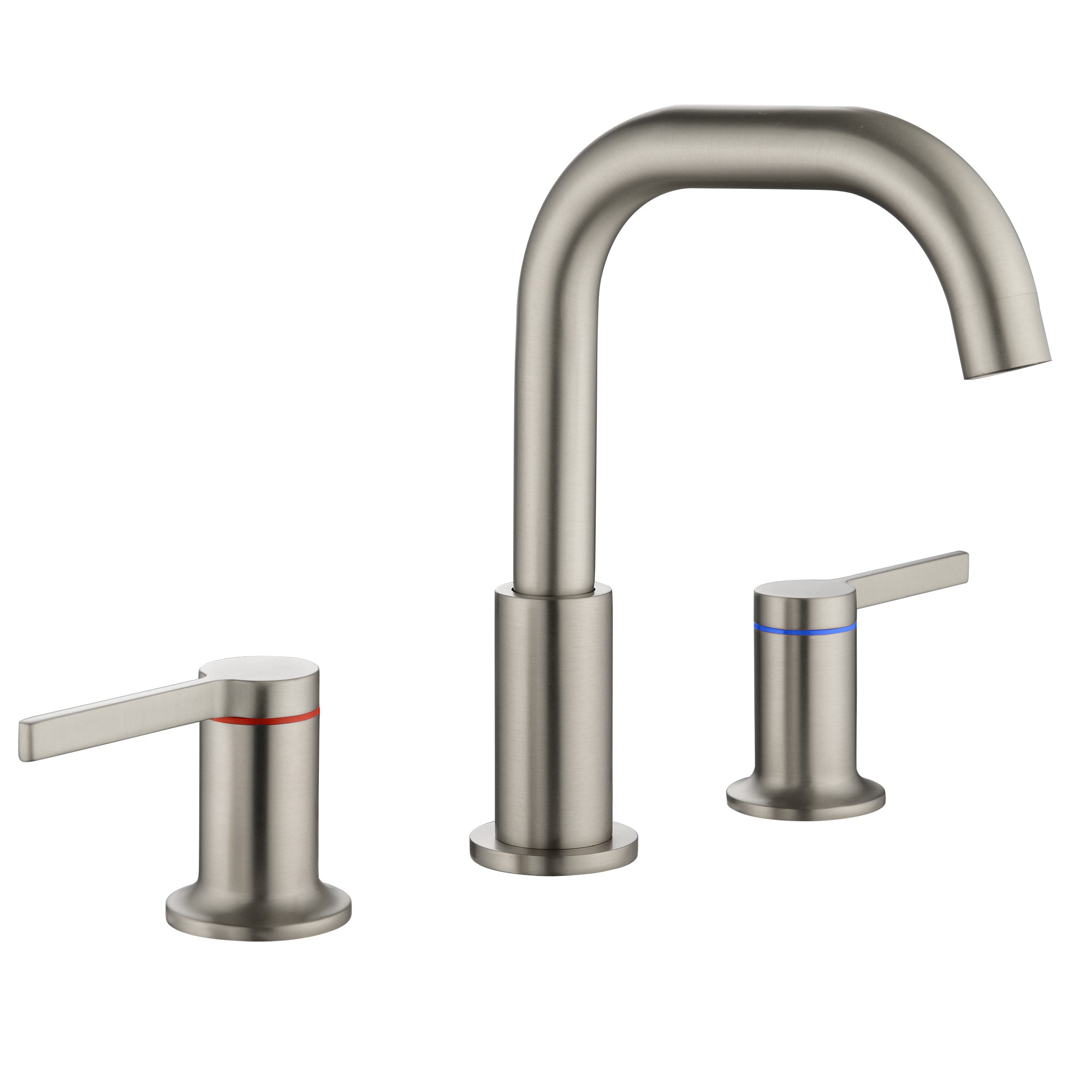 Left. Boyel Living - 8 in Widespread Double Handle 1.2 GPM Bathroom Faucet with Quick Connect Hose and Water Supply Hose in Brushed Nickel - Brushed Nickel.