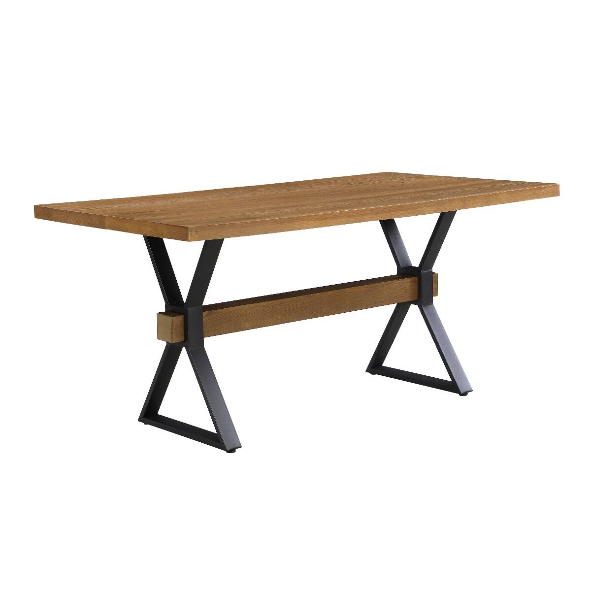 Alt View 3. Loheer - Loheer Brown Farmhouse Dining Table, X-Shaped Legs, Seats Six - Brown.