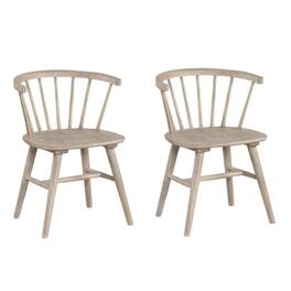 Manhattan Lane - Yely Dining Chair Set of 2, Spindle Back and Shaker Legs - Natural Oak Brown