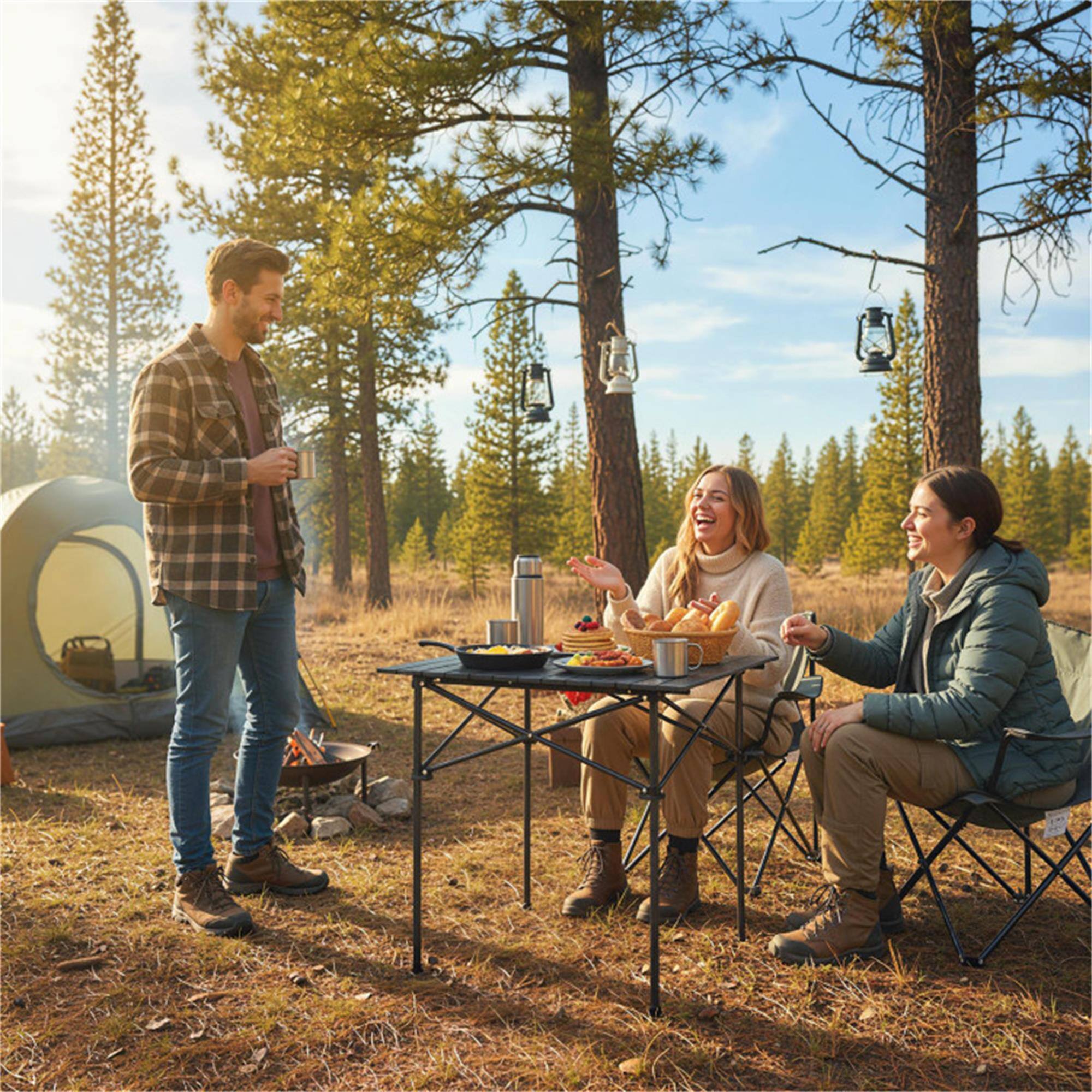 Alt View 2. Boyel Living - Black Folding Camping Patio Table 280in L x 280in W x 275in H - Black.