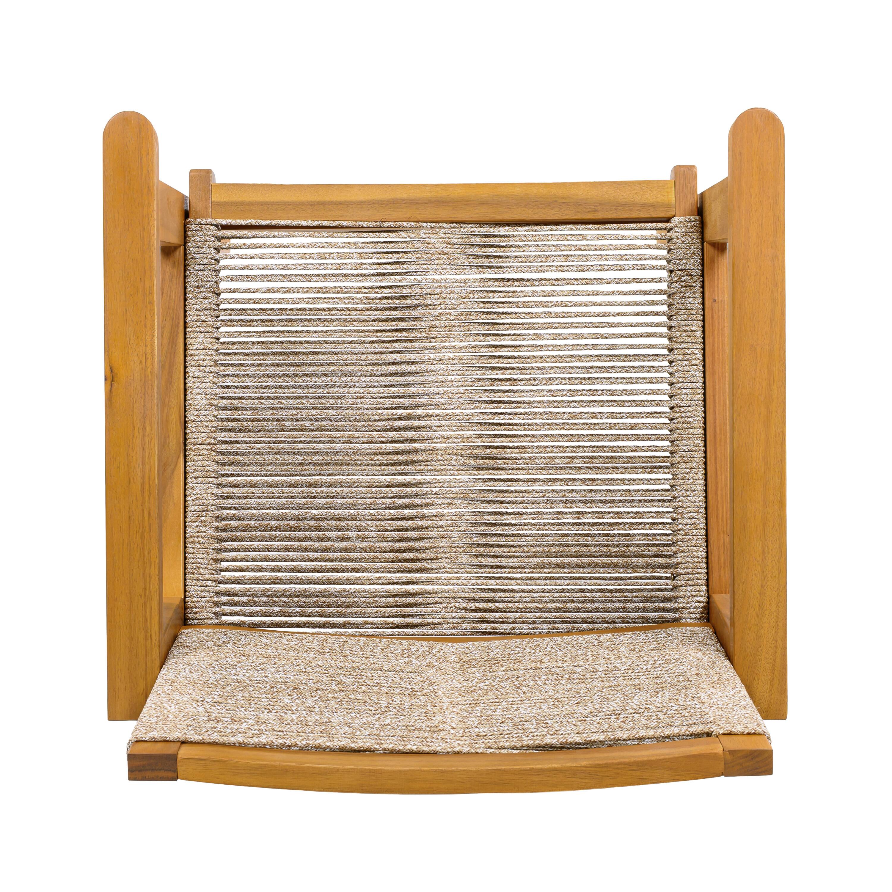 Alt View 6. Whisen - Outdoor Patio Dining Chair Set of 2, Woven Rope and Teak Acacia Wood, 400 lbs Capacity - Mix Brown.