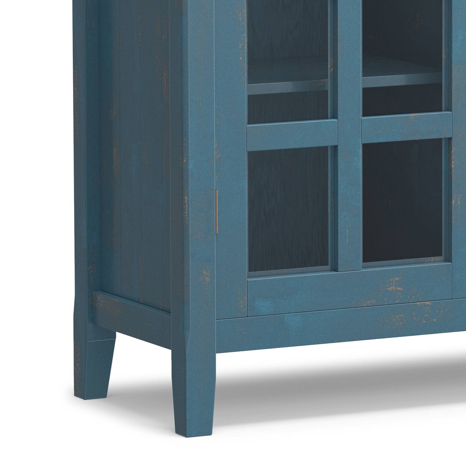 Alt View 7. Simpli Home - Acadian Medium Storage Cabinet - Distressed Coastal Blue.