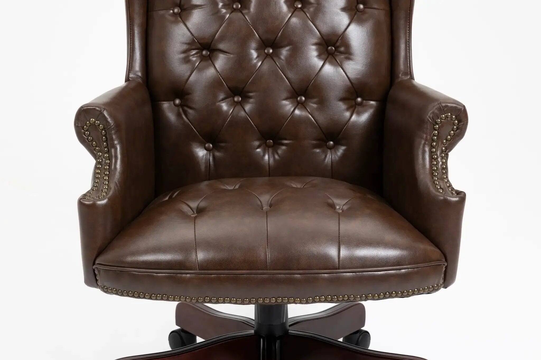 Alt View 3. Platinum-Level - Banker Office Chair with Ergonomic Support and Plush Leather Comfort - Brown.