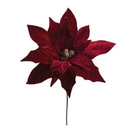 BreeBe - Glittered Poinsettia Flower Stem (Set of 6) - Red, Gold