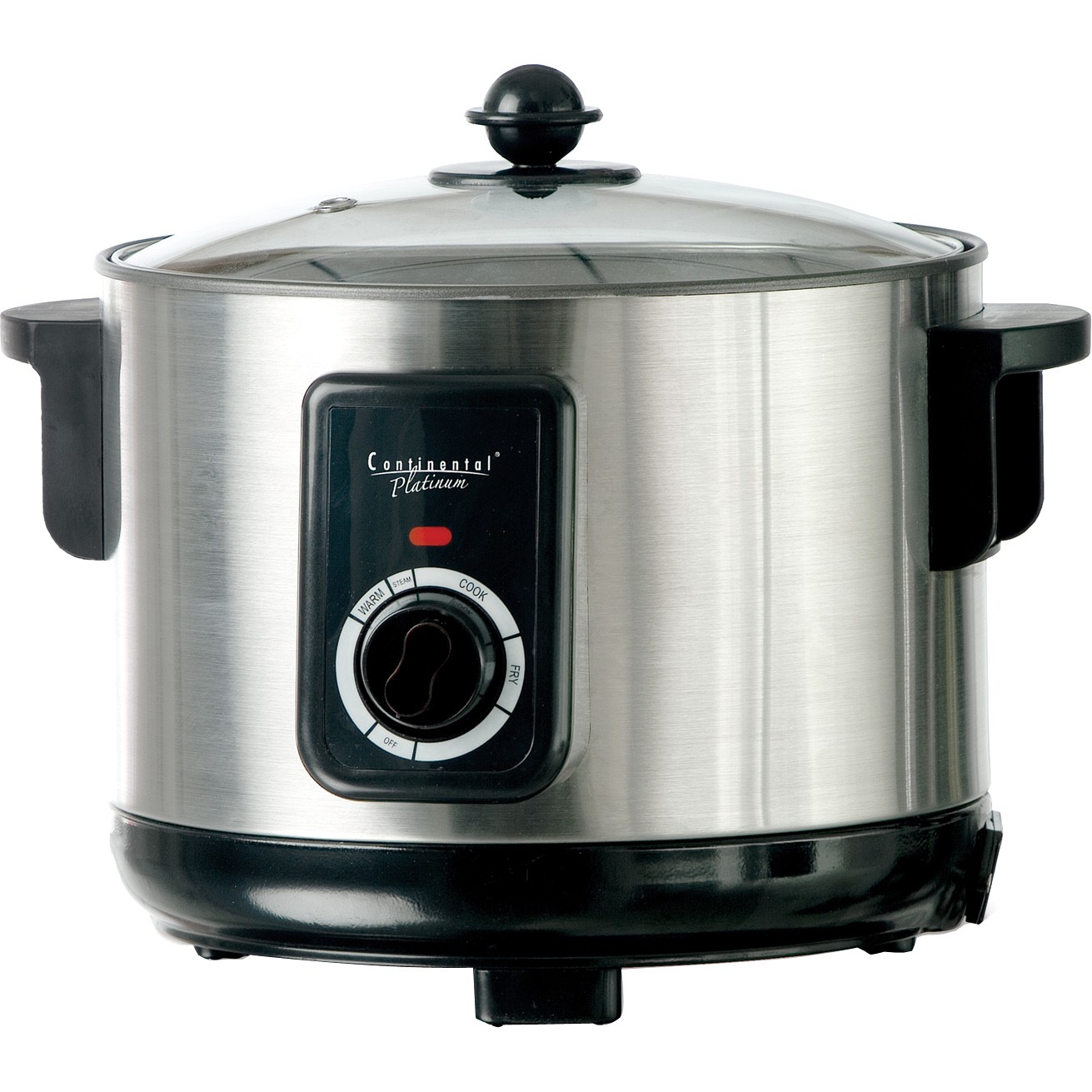 Continental Electric Stainless Steel Rice Cooker with Glass Lid