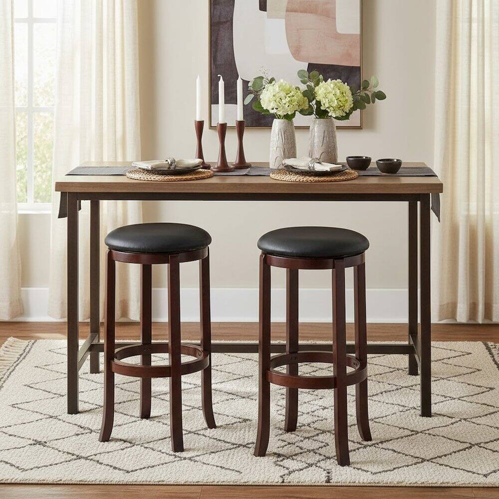 Alt View 4. FurniFact - Bar Stool - Walnut / Black.