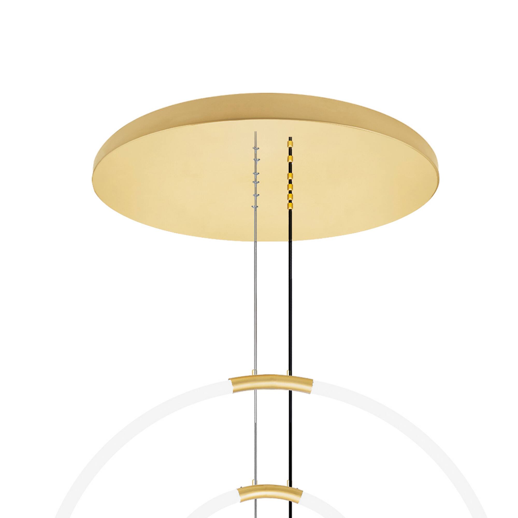 Back. CWI Lighting - Hoops 6 Light LED Chandelier With Satin Gold Finish - Satin Gold.