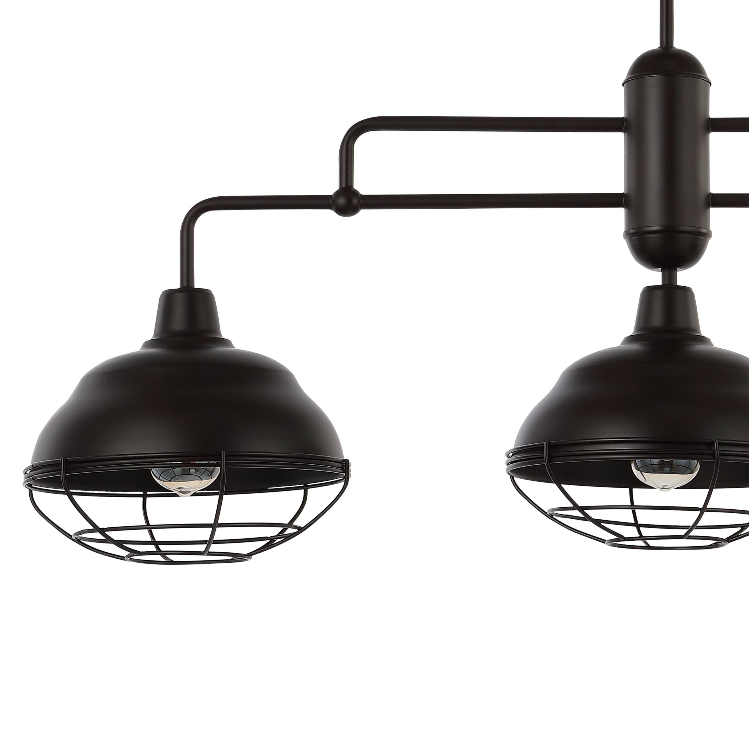 Alt View 4. Jonathan Y - Levi 40.5" 3-Light Industrial Farmhouse Iron Linear LED Pendant, Oil Rubbed Bronze - Oil Rubbed Bronze.