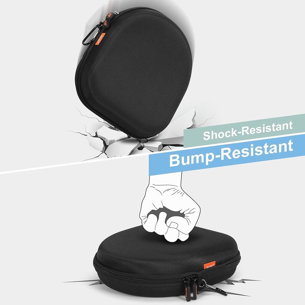 Left. ACJPR - Hard Shell Headphone Case, Portable Travel Carrying Pouch with Zipper, Universal Over-Ear Headphone Organizer.