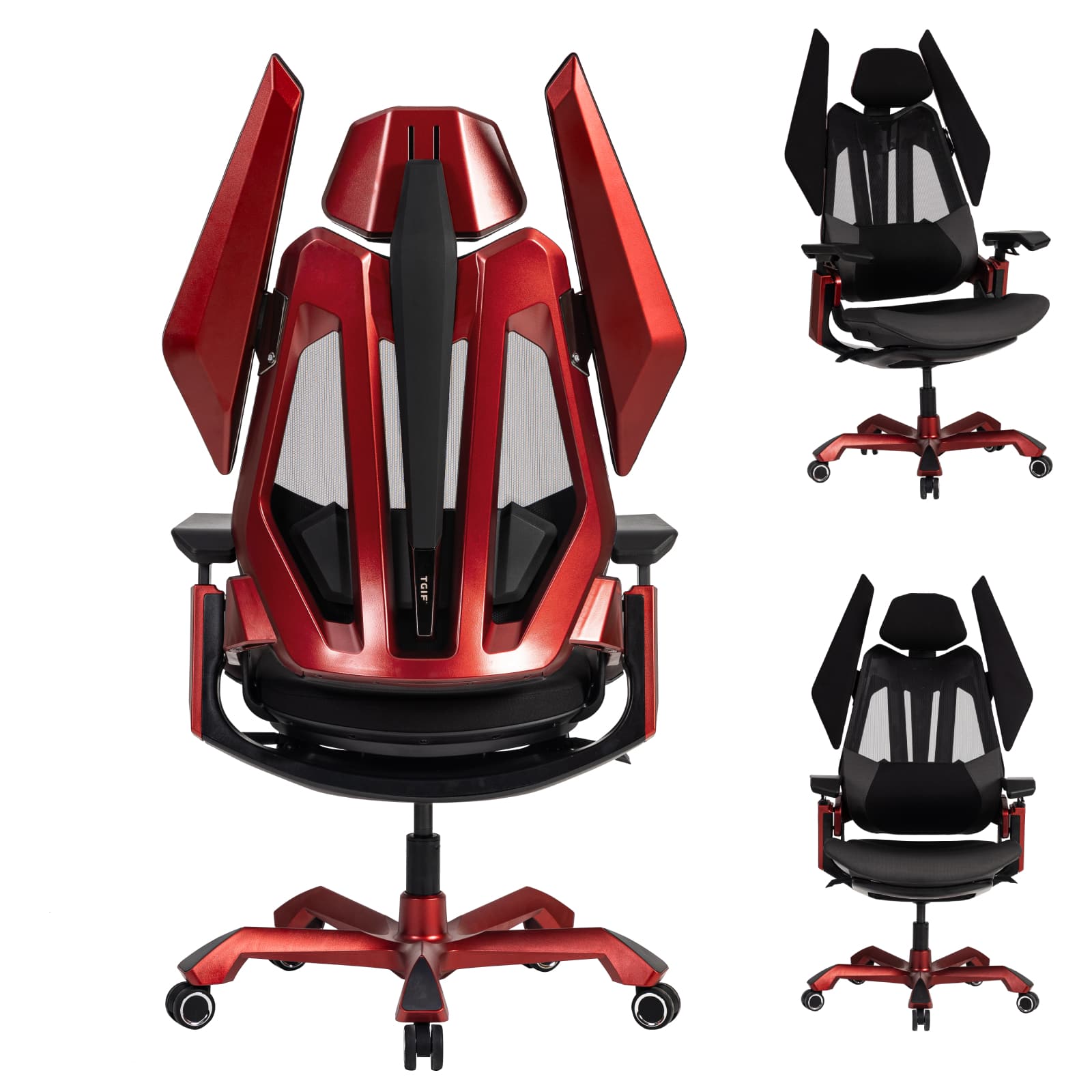 TGIF GAMING - T0 Max Ergonomic Gaming Chair Office Chair for Gaming Competitions Dynamic Comfort Seatback Sync Chassis - Flaming Red