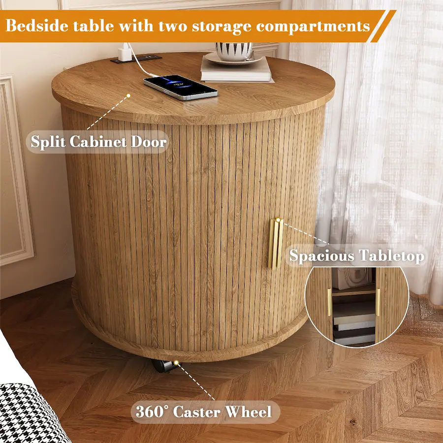 Split Level Corn Loheer Set of Two Nightstands, Mid Century Modern Nightstand with ...