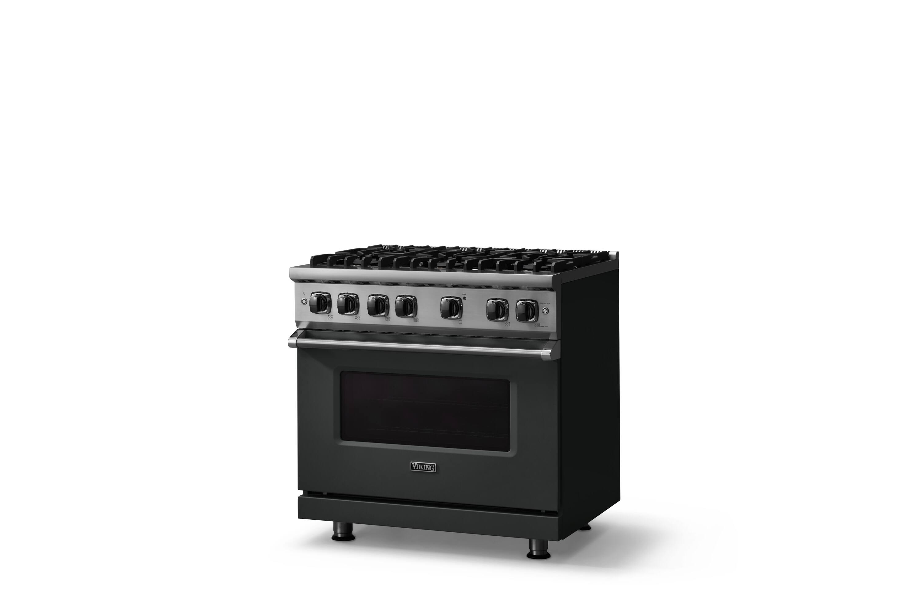 Angle. Viking - 36"W./24"D. 5.1 Cu. Ft.  Gas Sealed Burner Range-6 Burners-Antique Bronze-LP - Antique Bronze.