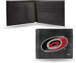 Rico Industries - Carolina Hurricanes Embroidered Black Leather Bi-fold Wallet - Multi