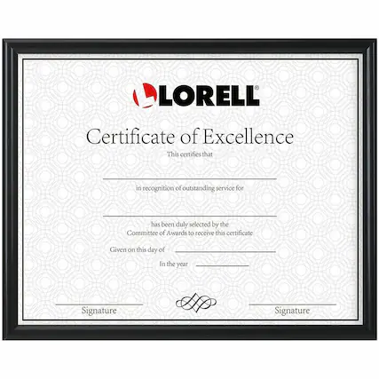 LORELL®
Certificate of Excellence
This certifies that
in recognition of outstanding service for
has been duly selected by the Committee of Awards to receive this certificate
Given on this day of _______
In the year _______
Signature
Signature