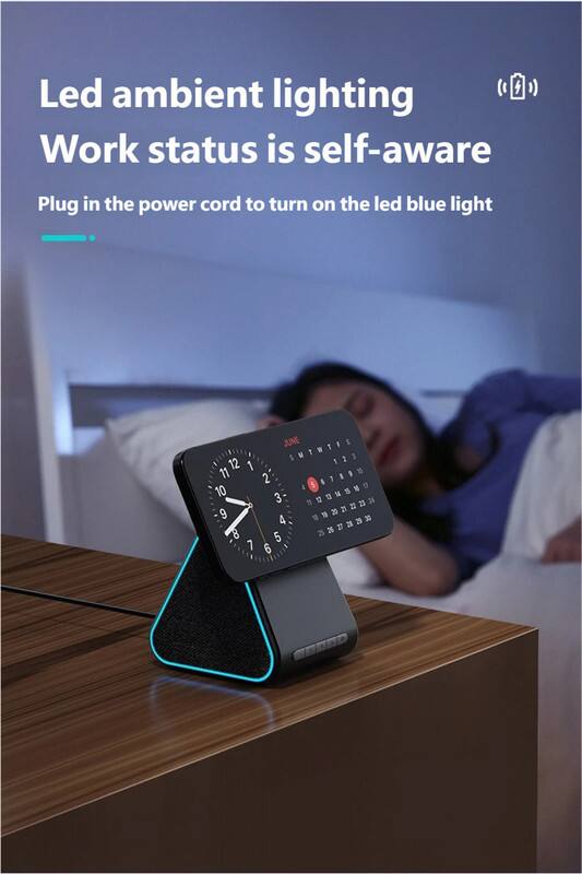 Alt View 2. RISOKEYS - 15W Wireless Fast Charger - Magsafe Wireless Charger, Bluetooth Speaker, Phone Stand, Charging Ambient Light - Black.