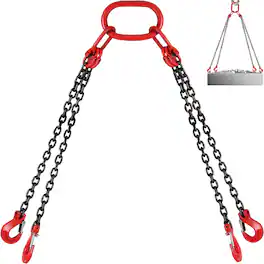 VEVOR - Chain Sling, 5/16 inch x 5 ft Lifting Chains with Hooks, G80 Engine Chain Hoist Lifts - Black + Red