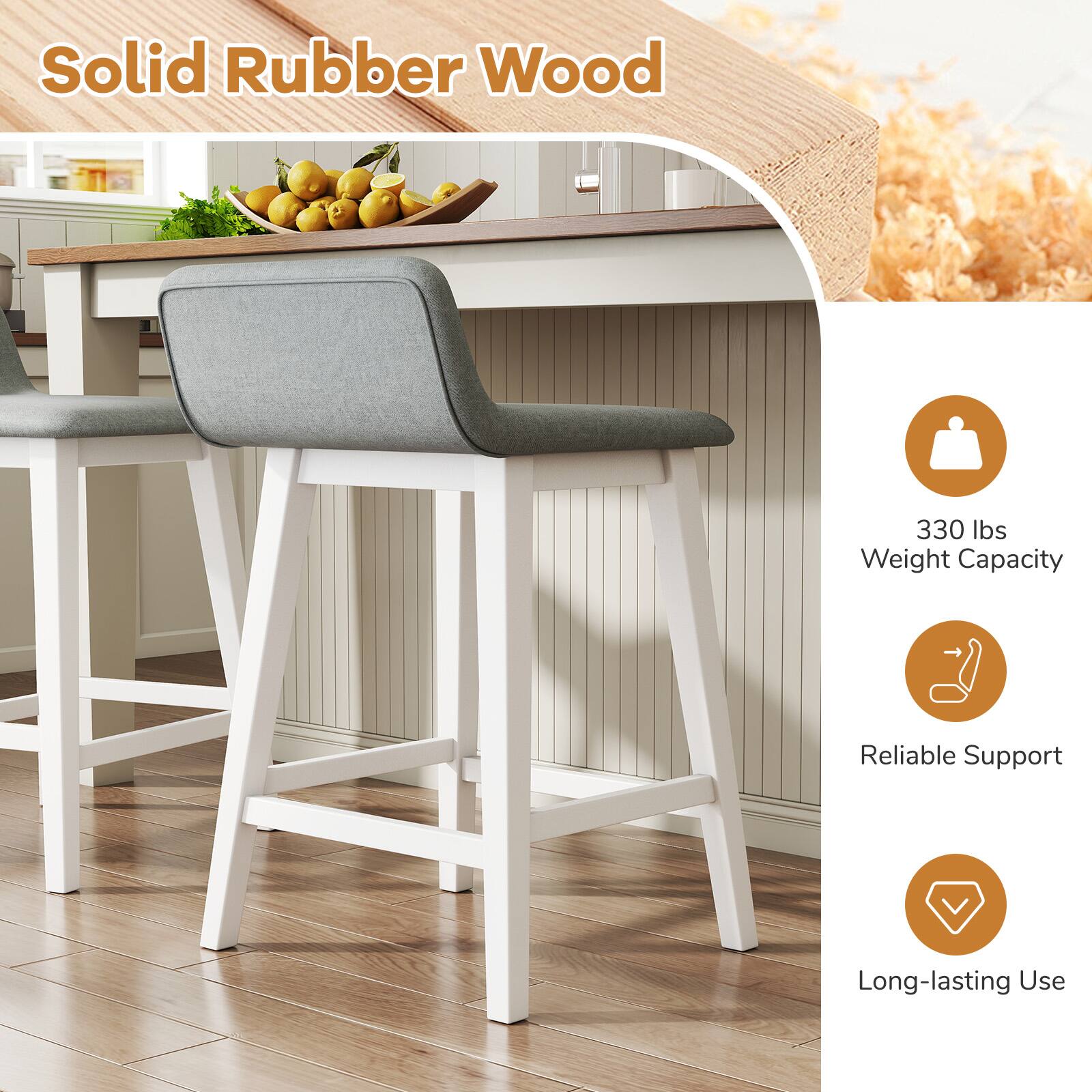 Solid Rubber Wood

- 330 lbs Weight Capacity
- Reliable Support
- Long-lasting Use