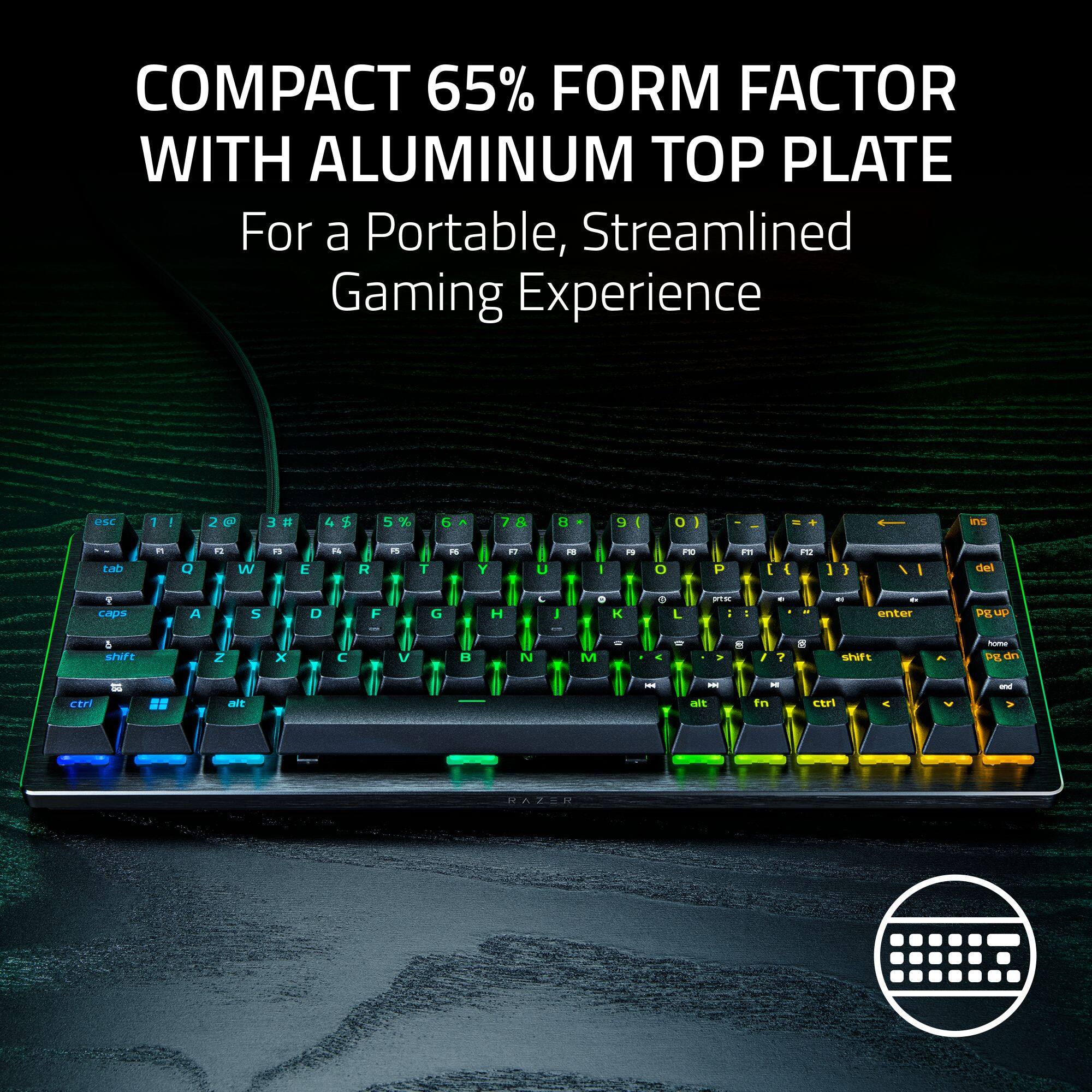 COMPACT 65% FORM FACTOR WITH ALUMINUM TOP PLATE  
For a Portable, Streamlined Gaming Experience