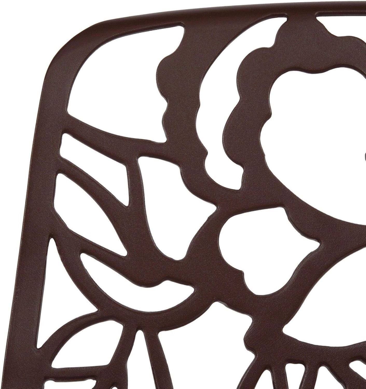 Alt View 1. LeisureMod - Devon (Set of 4) Modern Floral Stackable Aluminum Chair - Weather Resistant Indoor/Outdoor Dining Chair - Brown.