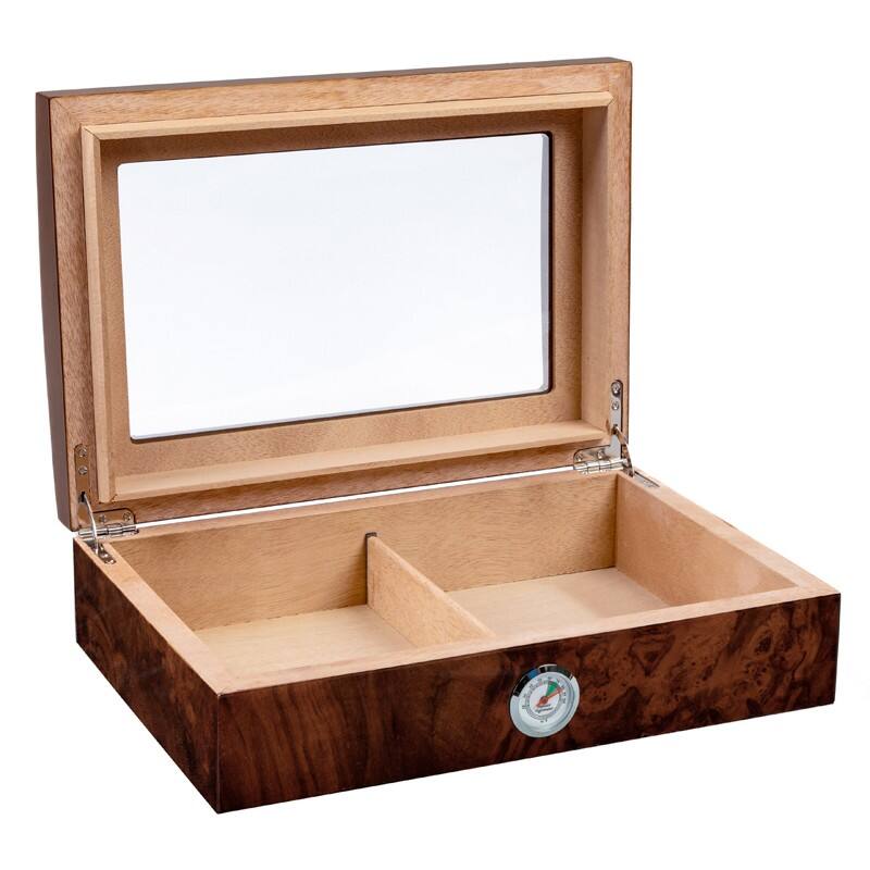 Alt View 2. Prestige - Stanford Cigar Humidor - High Gloss Walnut Burl Finish.