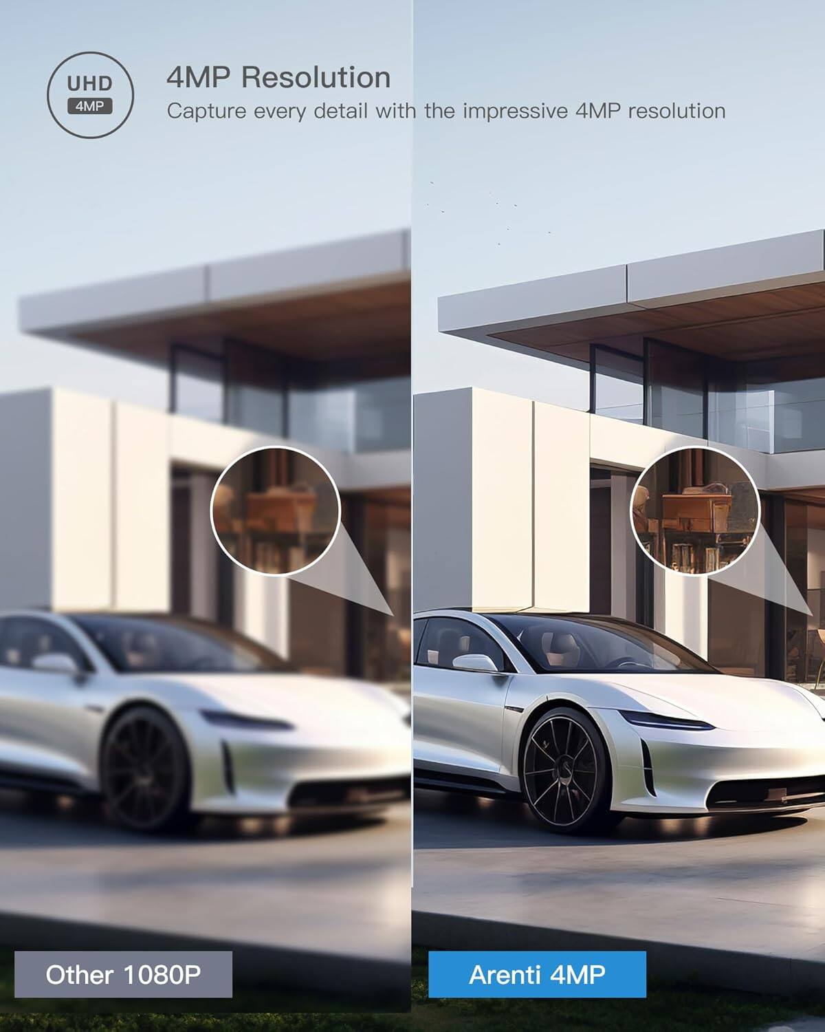 UHD 4MP, 4MP Resolution, Capture every detail with the impressive 4MP resolution, Other 1080P, Arenti 4MP