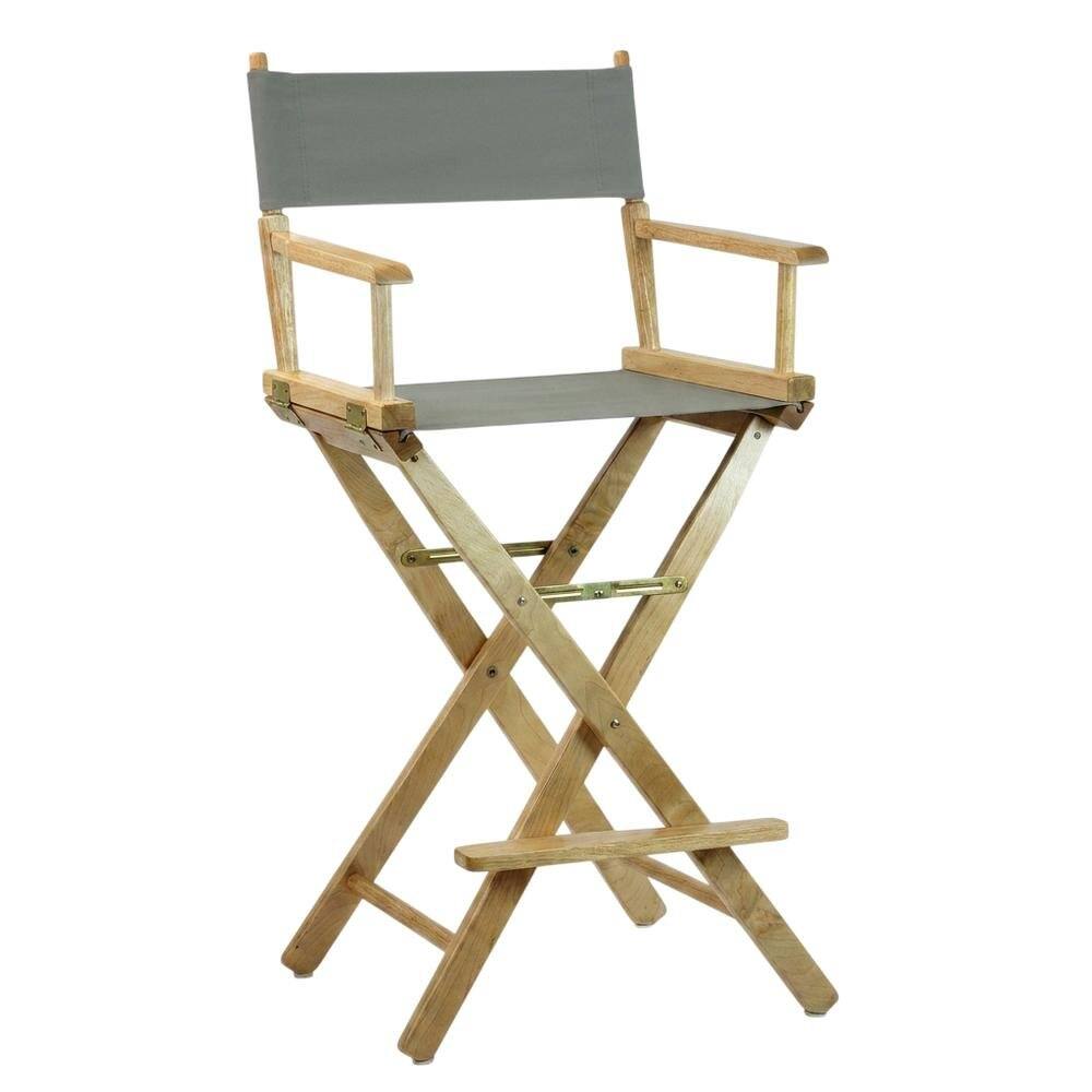 Left. FurniFact - Gray Director's Chair - Natural Frame/Gray Canvas.