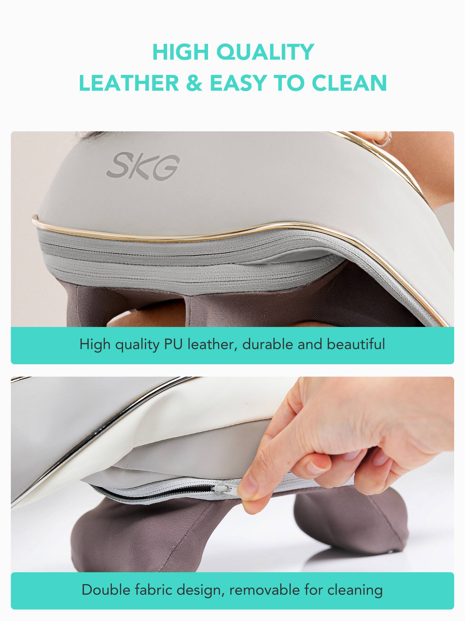 HIGH QUALITY LEATHER & EASY TO CLEAN

High quality PU leather, durable and beautiful

Double fabric design, removable for cleaning