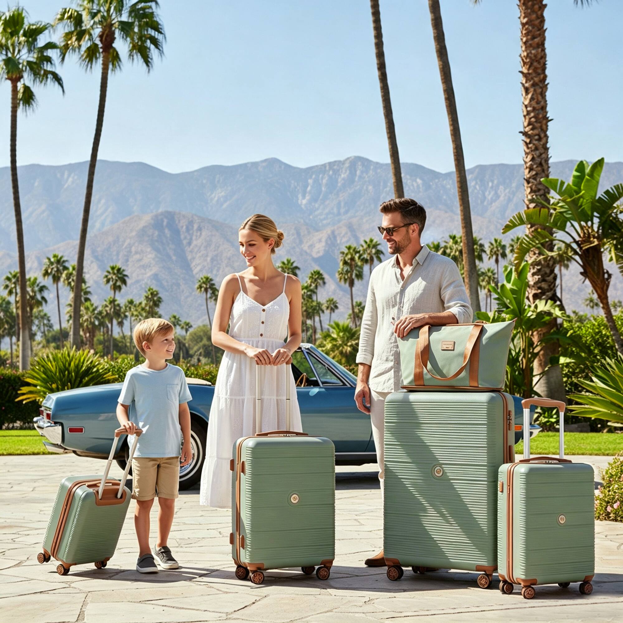 Alt View 1. Travelhouse - 6‑Piece Hardshell Luggage Set, Striped Lightweight Suitcases with TSA Lock, 360°Spinner Wheels, Duffle & Toiletry Bags - Green.