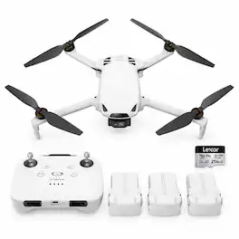SKYROVER - S1 Combo 4K Camera Drone with 256GB microSD Card, 3-Axis Gimbal, Auto Tracking, and 3 Batteries - White